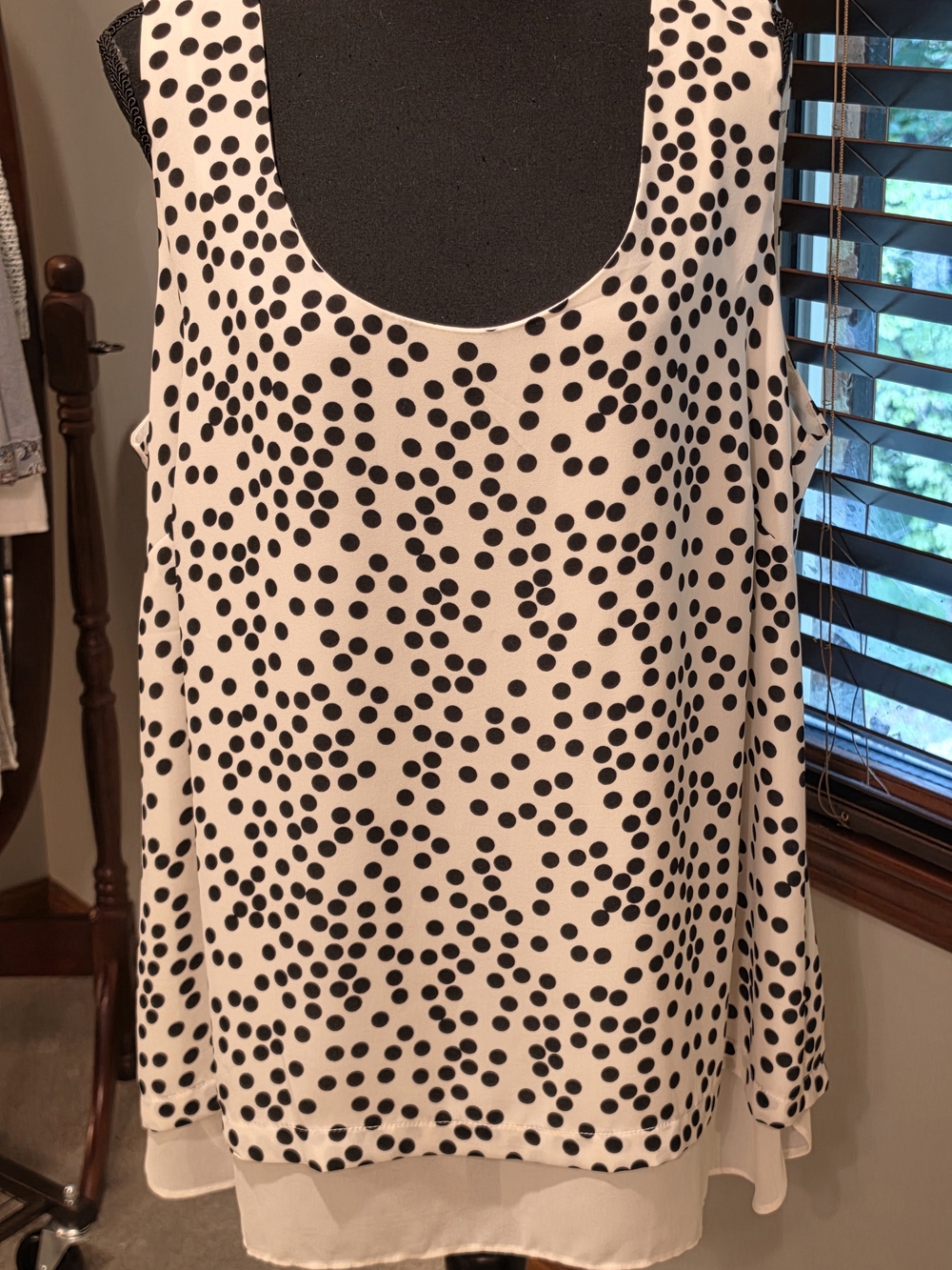Rose & Olive Black Polka Dot Layered Sleeveless Tank